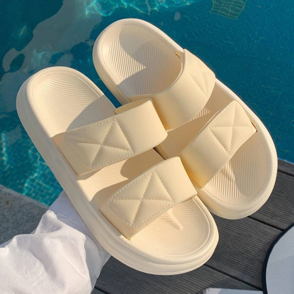 

Comwarm Fashion Bandage Slippers Women New Summer Solid Color Women's Platform Sandals Beach Slides Home Comfortable Flip Flops