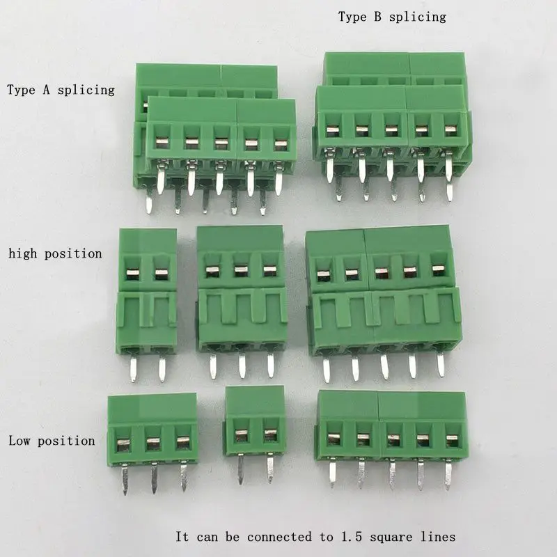 1 комбинированная двухслойная Клеммная колодка высокой и низкой комбинации печатной платы может быть соединена с винтовым типом 2p3p с шагом контакта AB 3,81 мм