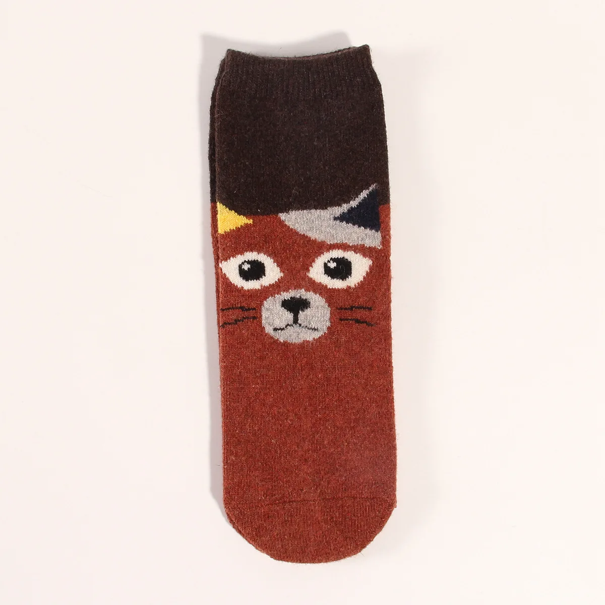Winter Women Wool Socks Thick Warm Soft Cartoon Animal Dog Jacquard Socks Grey Beige Brown Red Black Color Casual Socks 12 Pairs