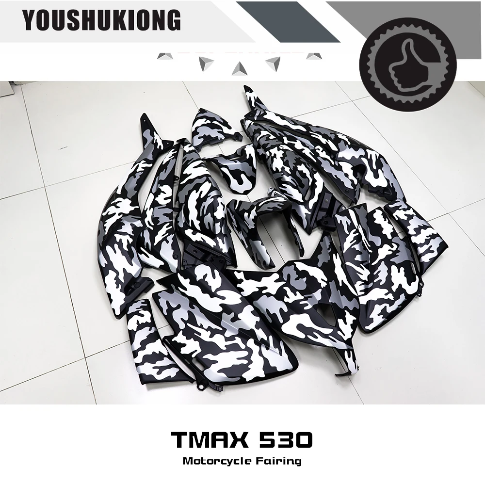 

Motorcycle Fairing For YAMAHA TMAX530 T-MAX 530 12-21 Camouflage Matt Black and White Fairing Racing ABS injection