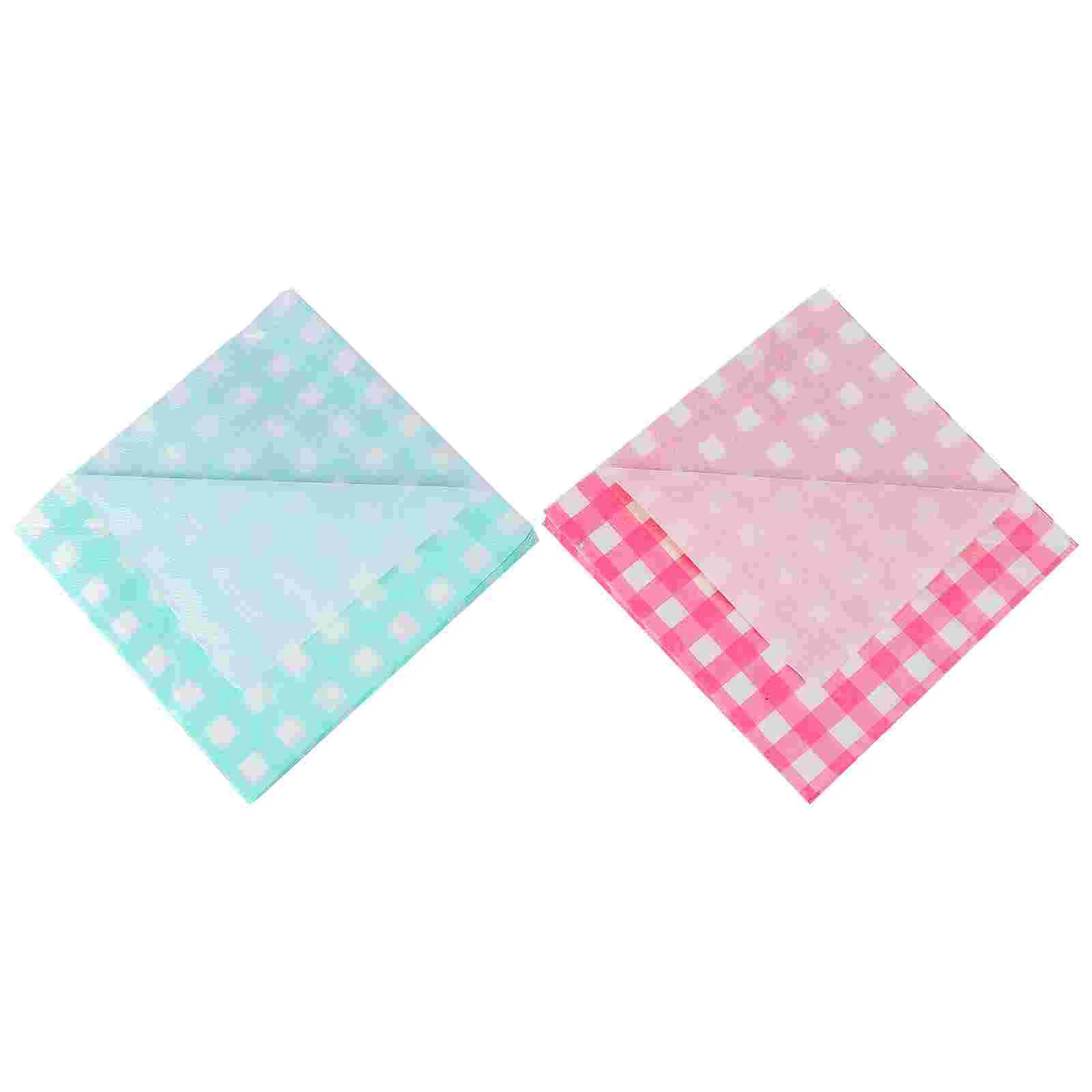 

80 Pcs Paper Napkin Party Decoration Grid Pattern White Checkered Printing Napkins Tissue 180g Raw Pulp Disposable