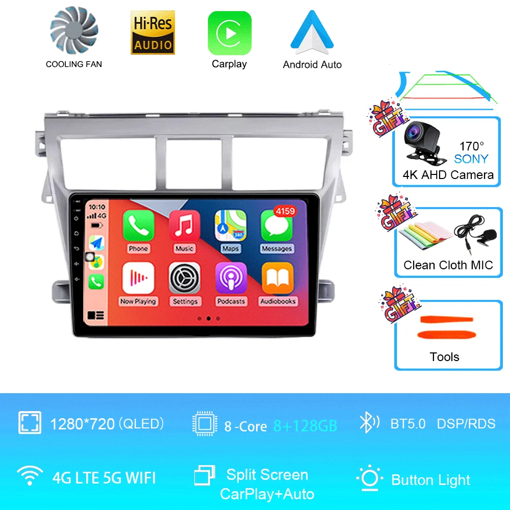 

Android 15 для Toyota VIOS Yaris 2007 2008 2009 2010-2012 Автомагнитола GPS Carplay Мультимедийный плеер Навигация Стерео Авто Аудио