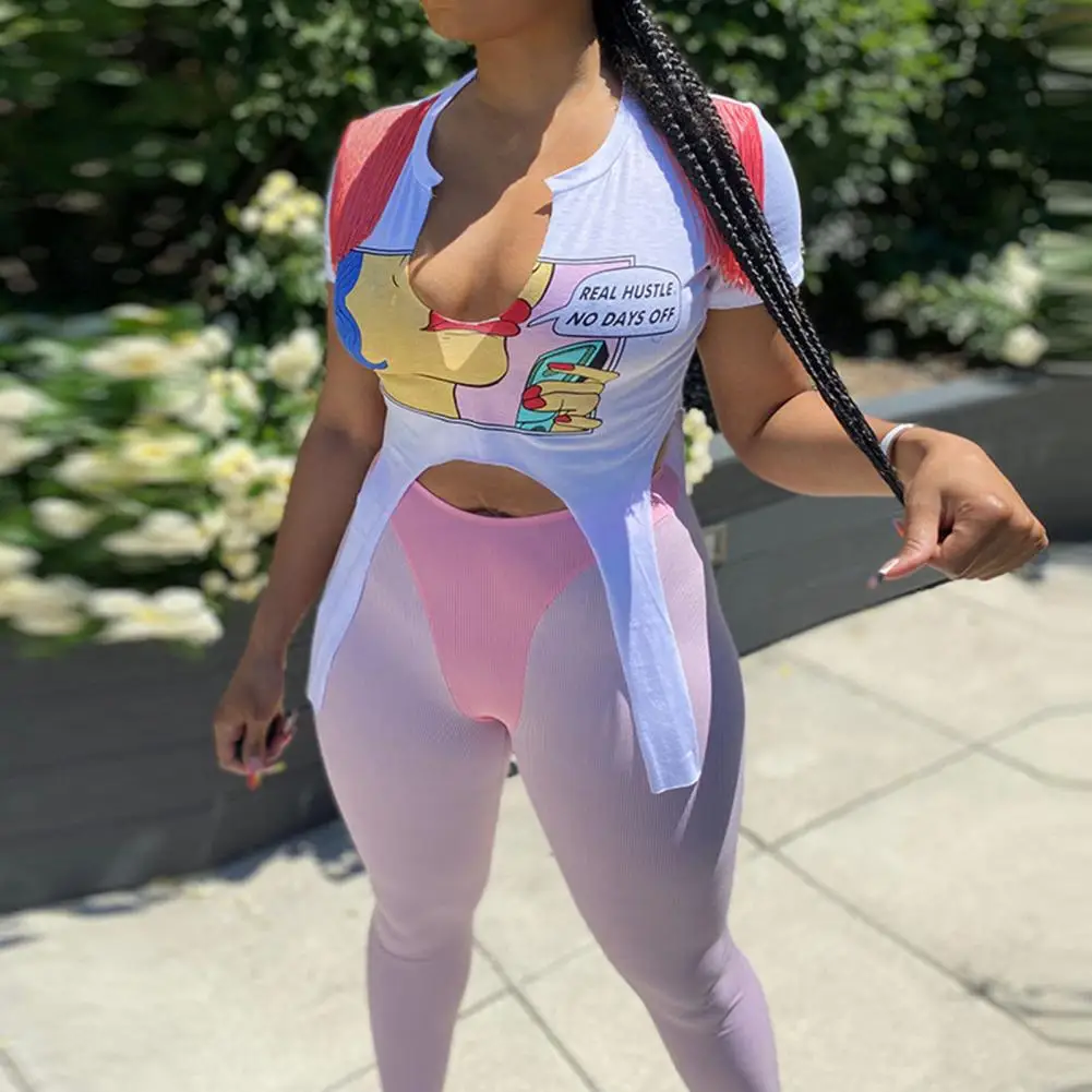 

Стильная летняя футболка с принтом букв и открытым пупком, влагоотводящий пуловер, футболка с круглым вырезом, Клубная одежда