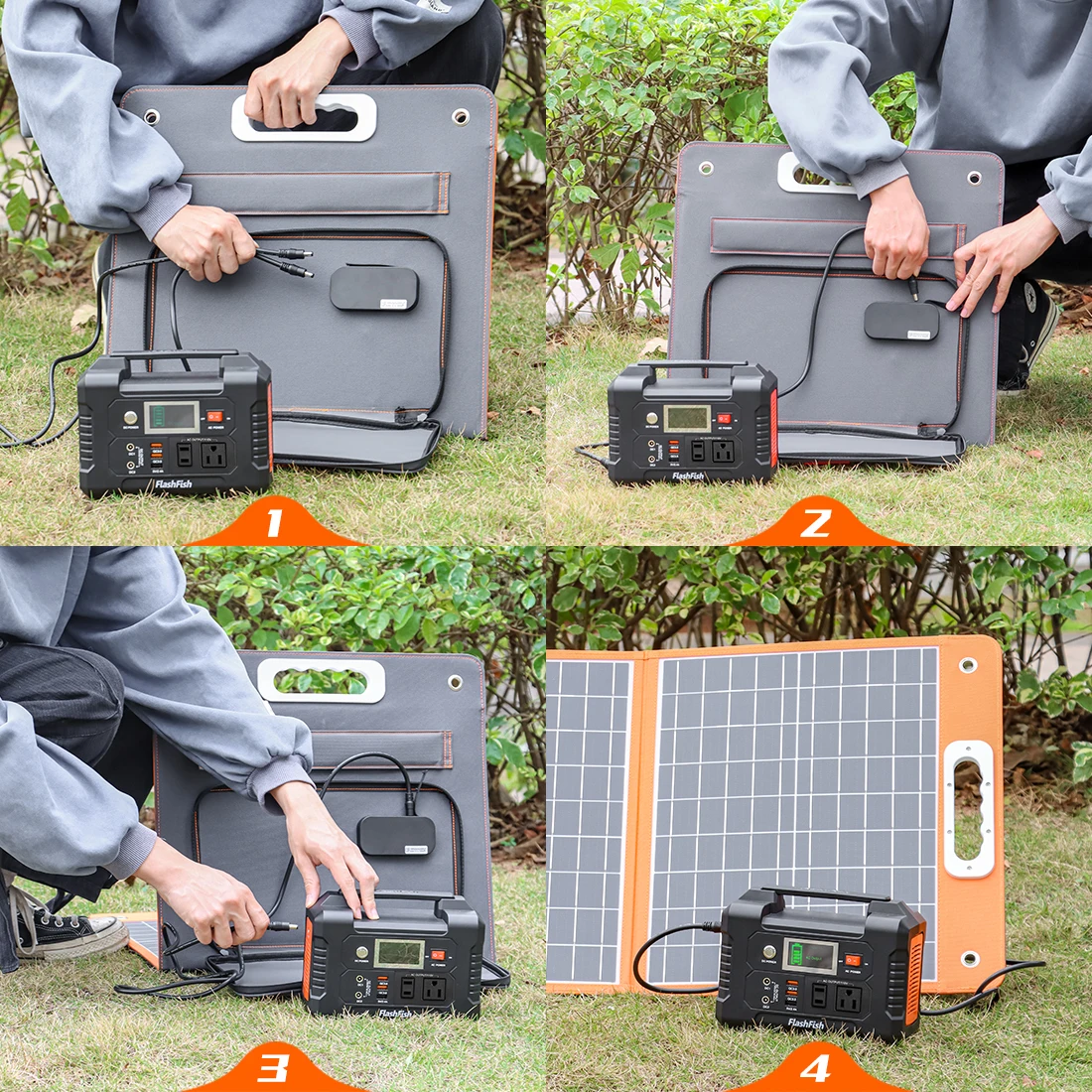 Flashfish Foldable Solar Panel 60W 18V Portable Solar Charger with DC Output USB-C QC3.0 for Phones Tablets Van RV Trip Camping