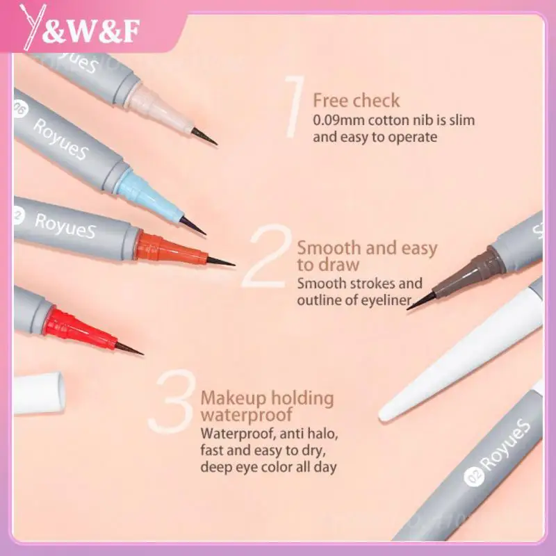

Подводка для глаз RoyusS, карандаш, водостойкий, водостойкий, Быстросохнущий макияж, тонкая, гладкая, цветная подводка для глаз, ручка, женская ...