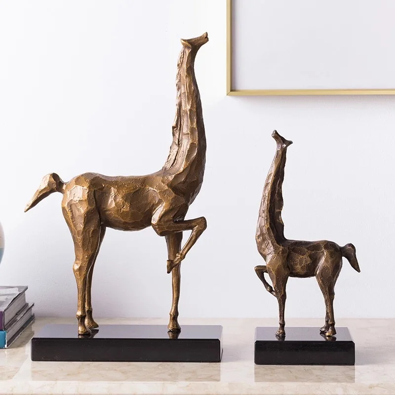 

Modern Nordic light luxury art creative living room hotel model room decorated animal gilded horse sculpture
