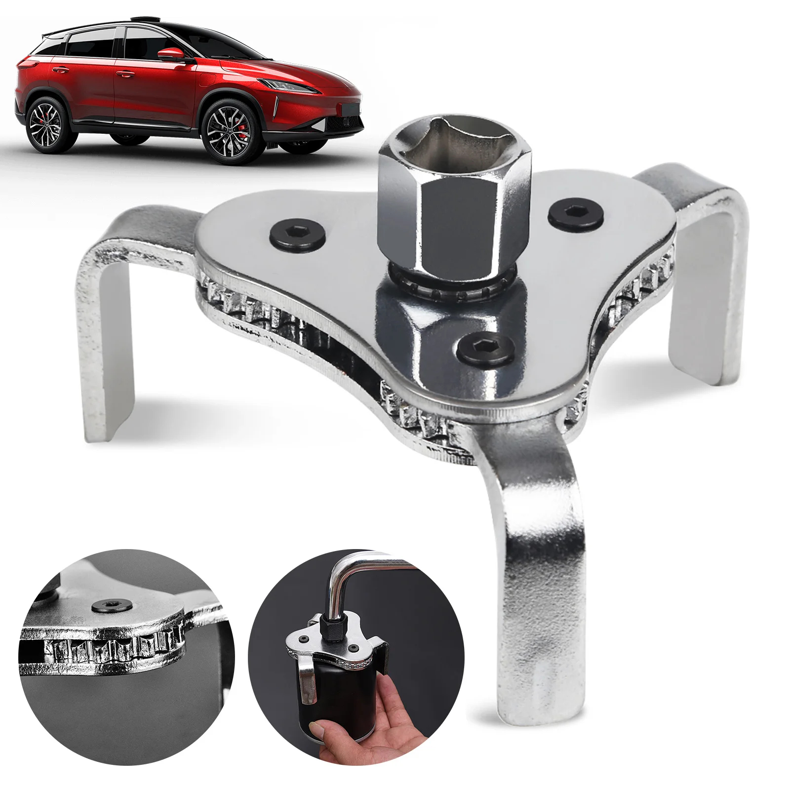 

Регулируемый инструмент для снятия масляного фильтра с треугольными насадками