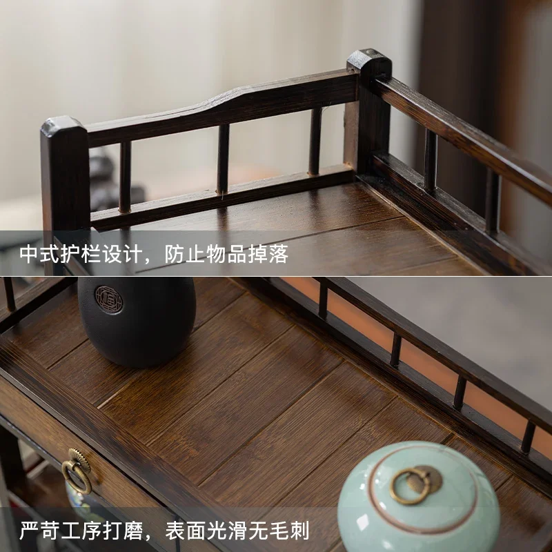 Blat Bogu Bambusowy stojak - półka na filiżanki do przechowywania zestawu herbaty czajniczek z fioletowej gliny Kung Fu chiński uchwyt kubek