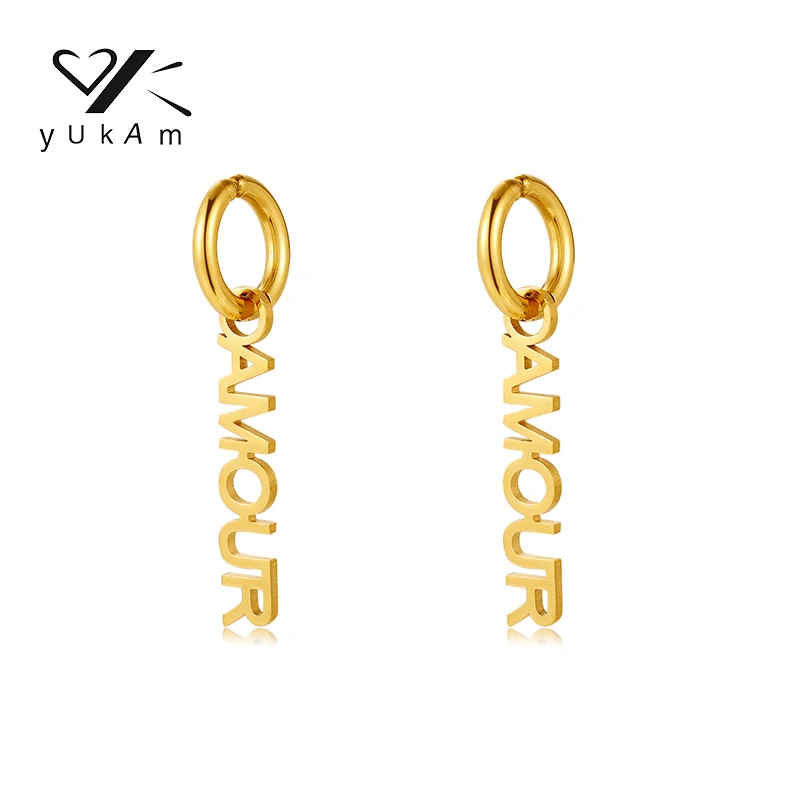 YUKAM Letter Earrings Women's Fashion Personalized 2022 Customized Stainless Steel Exclusive Gift Creative Girl Free Shipping