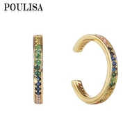 poulisa lovely colorful cubic zirconia clip earrings for women party gift simple cartilage earrings fashion jewelry non piercing