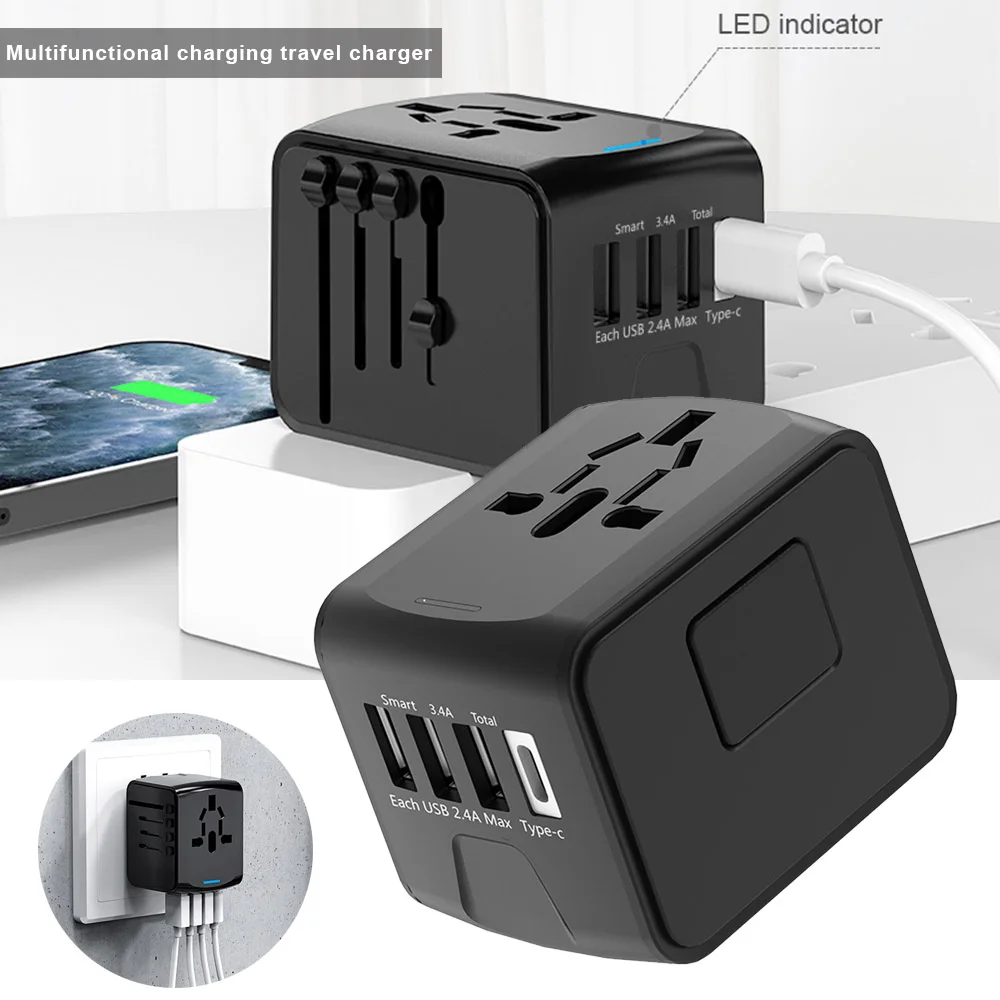 

Universal Travel Adapter All-in-one Ac Power International Adaptor World Worldwide Usb Plug Socket Converter For Us Euro Uk Au