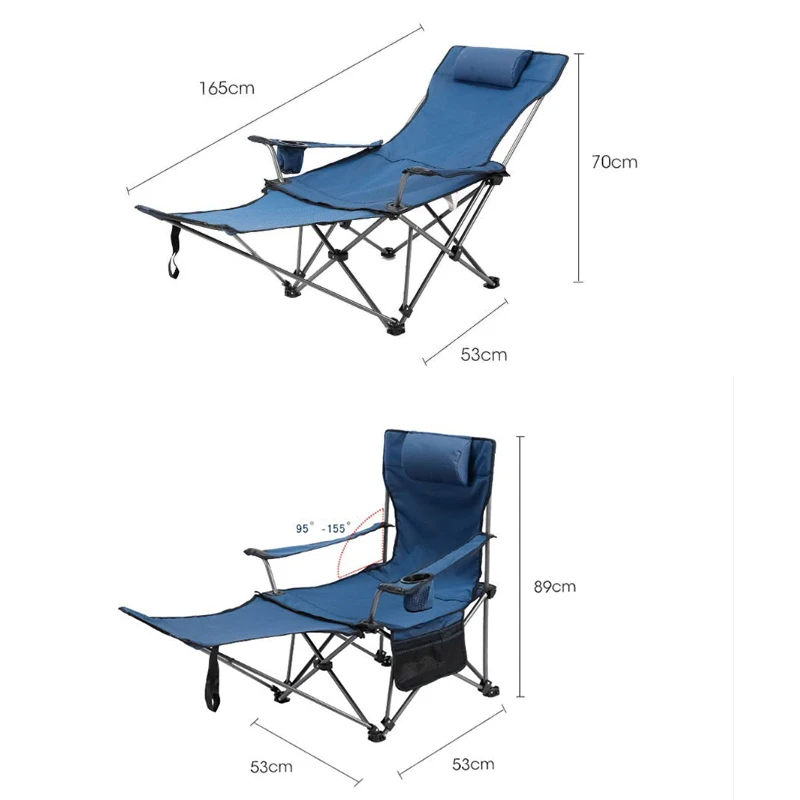 Портативный уличный пляжный стул с подлокотником из ткани Оксфорд железная рама