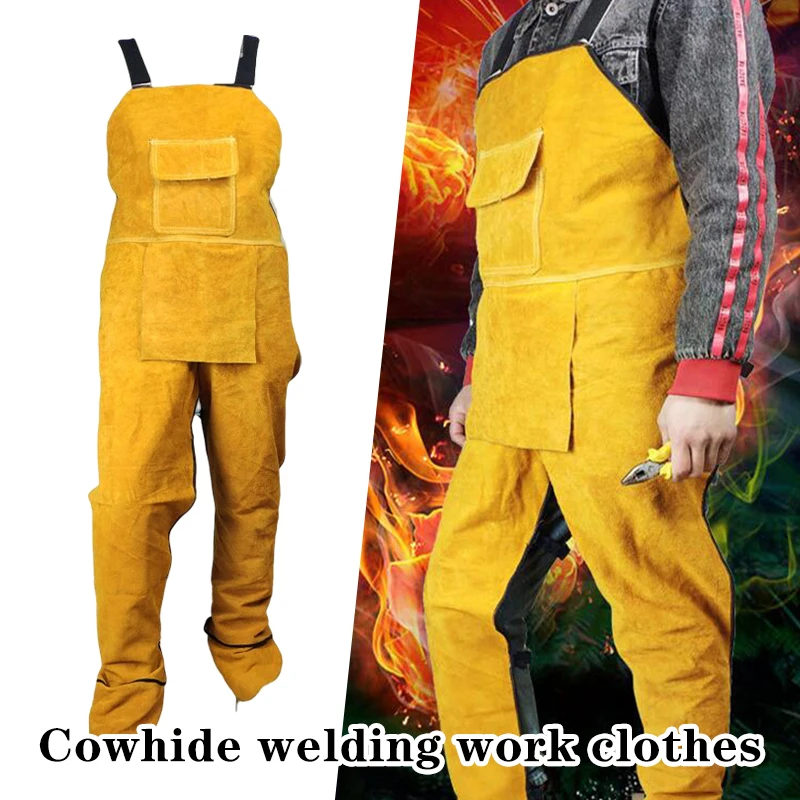 

Apron Duty Safety Welding Wear-resistant Heat Fire-proof Leather Protective Insulation Cowhide Welder Apron Overalls Heavy