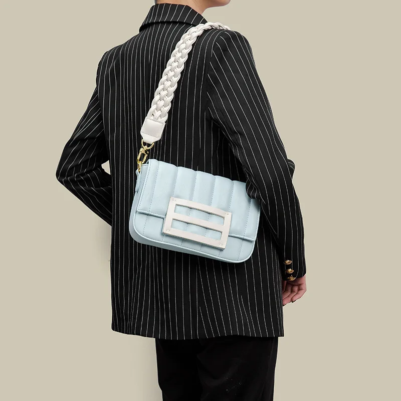 Small Square Bag Woven Shoulder Straps Designed By Minority Women's New Cross Body Bag In Autumn 2023 Women Purse And Handbags