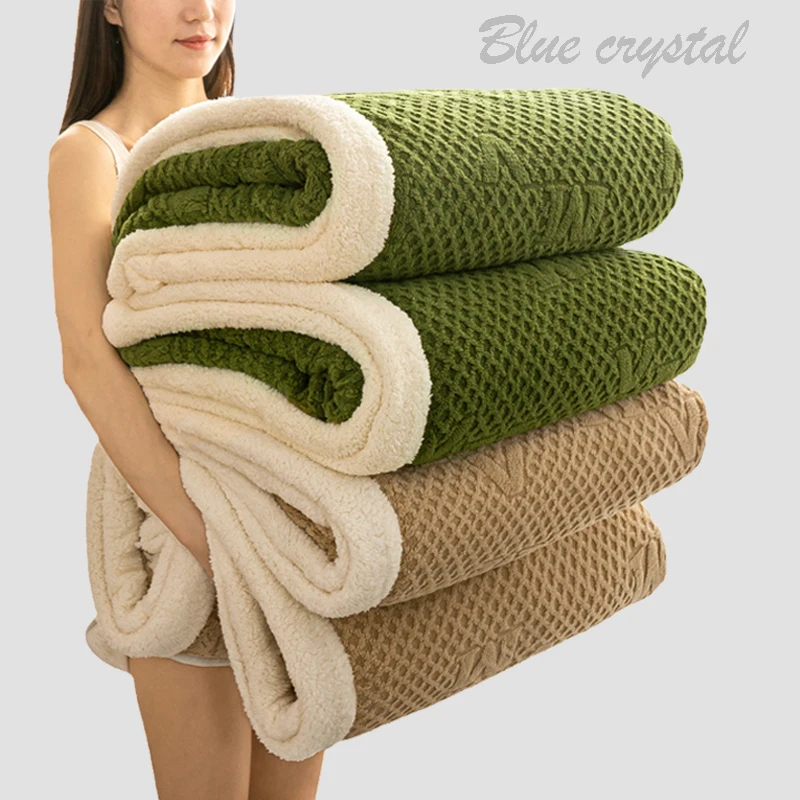 

Winter warm Skin friendly lamb wool blanket sofa air conditioning blanket soft and comfortable bedroom solid color plush sheets