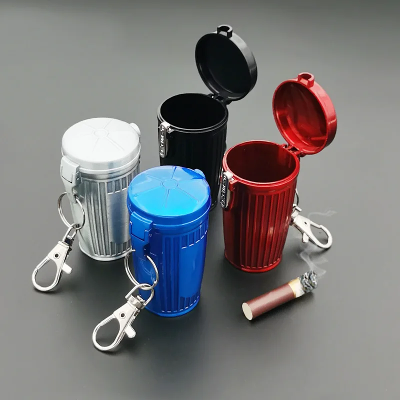 

Portable Ashtray with Lid Keychain Mini Metal Tobacco Cigarette Storage Box Ash Tray for Outdoor Travel Smoking Accessories