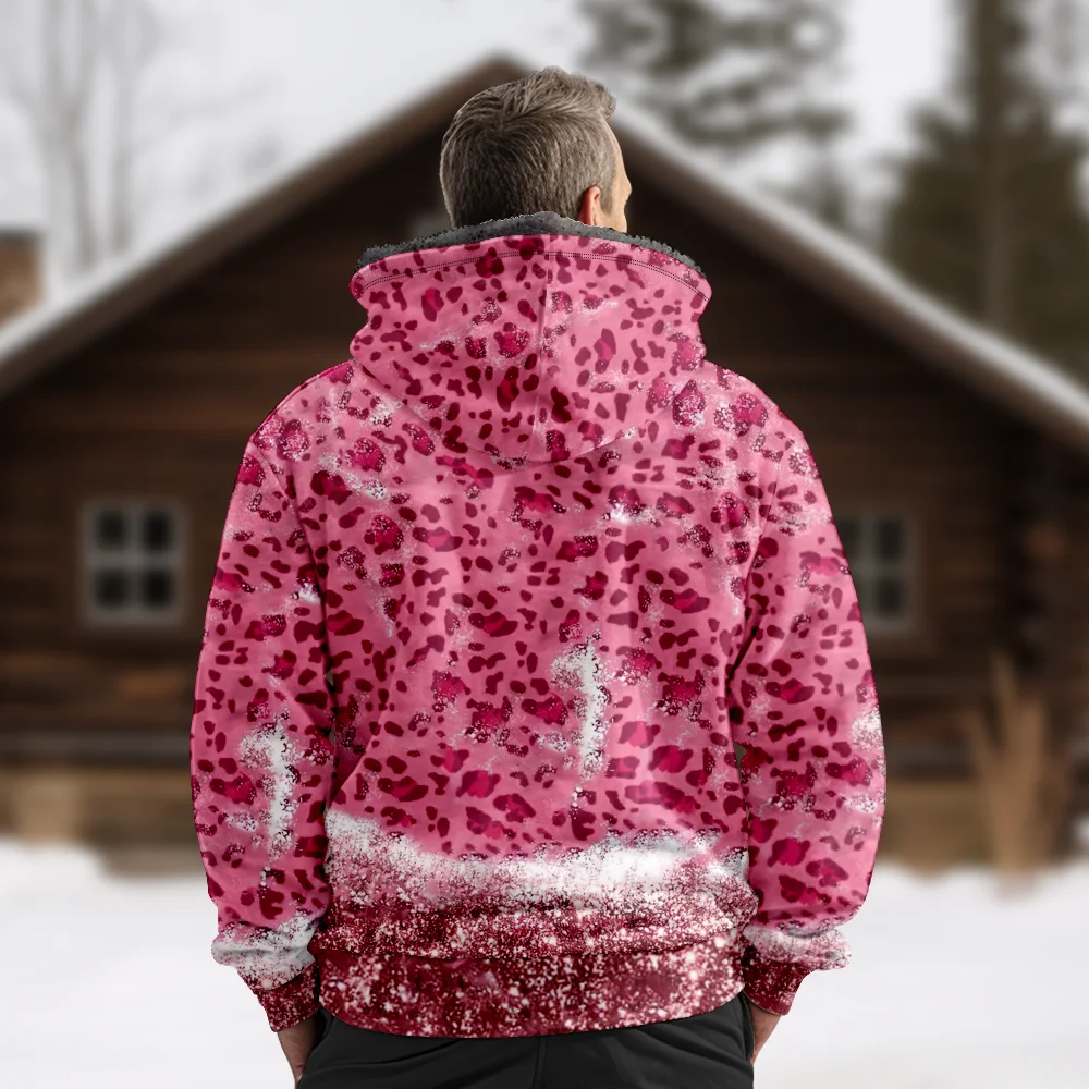 Мужские зимние куртки пальто розовый леопардовый узор хлопковая одежда
