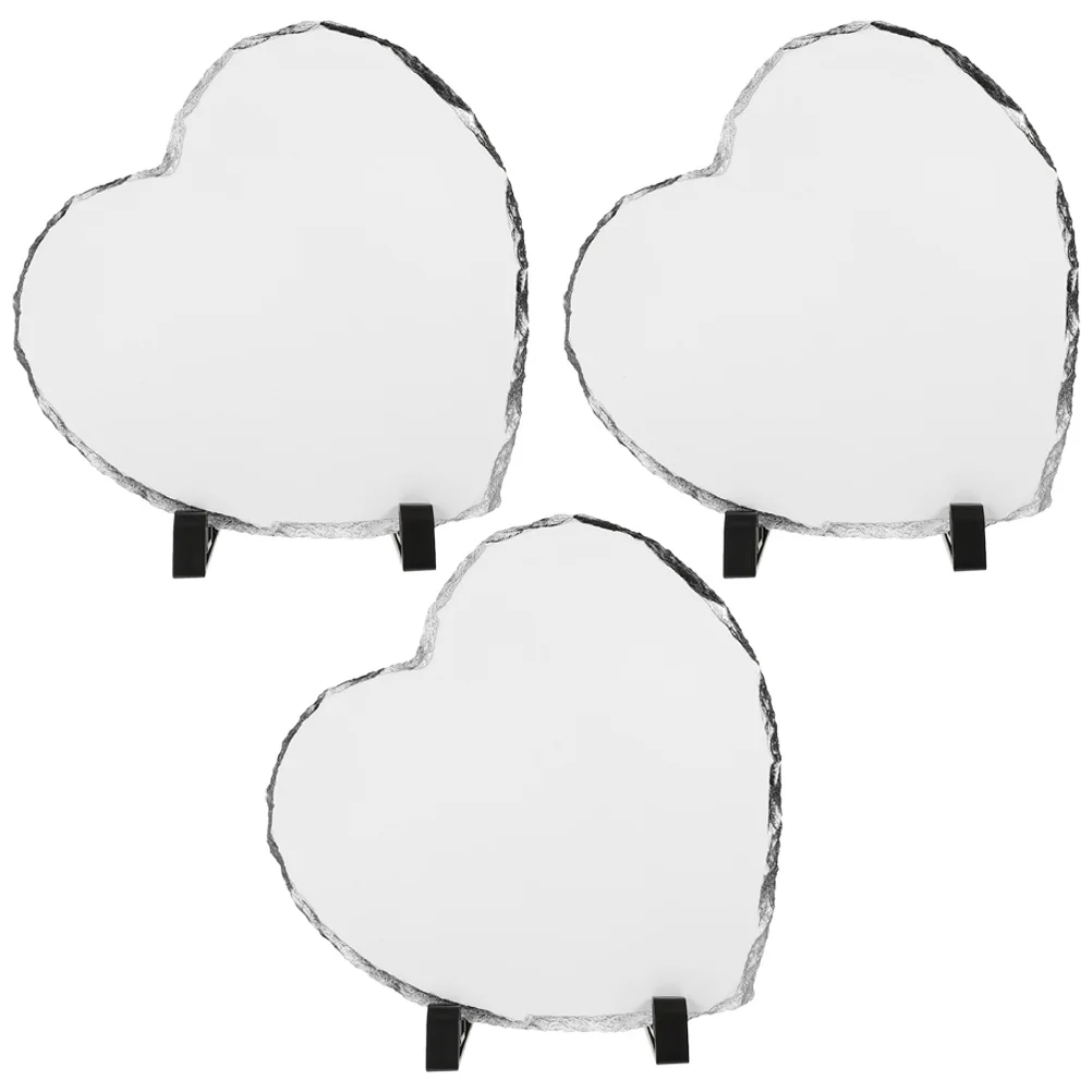 

3 Pcs Plaque Sublimation Photo Slate Picture Frame Memorial Blanks Stone Plate Plates