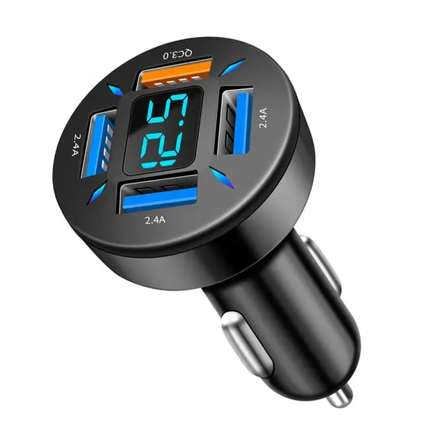 Car Charger Quick Charge Cigarette Lighter Adapter 4 Port USB A USB C Fast Charging Phone Charger for iPhone Xiaomi images - 6