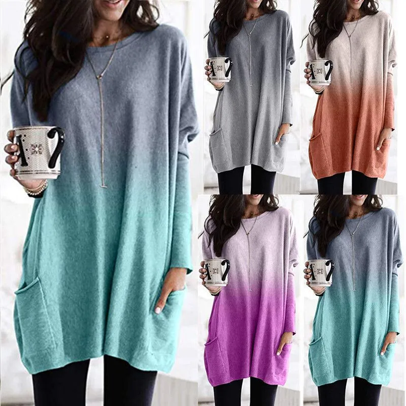 

2022 New European and American Autumn Long Sleeve Casual Pocket T-shirt Blouse