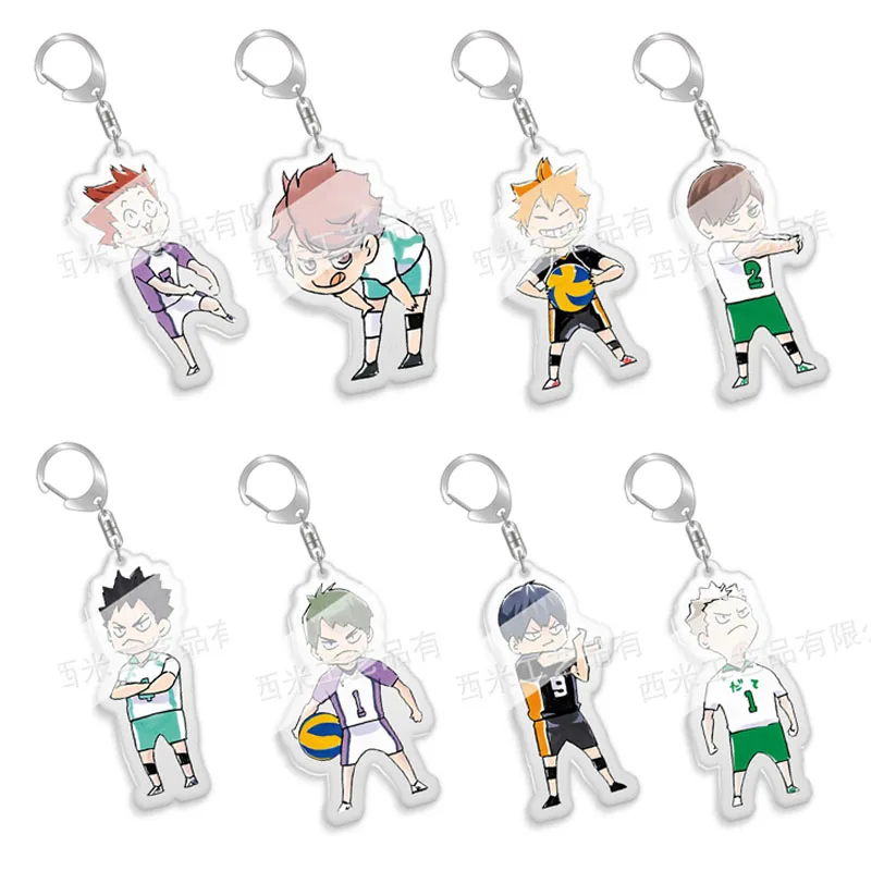 

Anime Manga Haikyuu!! Keychain High School Volleyball Boy Hinata Shoyo Kageyama Tobio Acrylic Figures Pendant Key Chains Gift