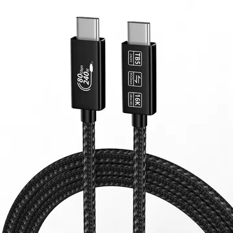 Фото Кабель USB4.0 GEN4, совместимый с Thunderbolt 5, 80 Гбит/с, 240 Вт, быстрая зарядка, видео 16K, сверхскоростная передача данных, кабель USB-C на USB-C №1