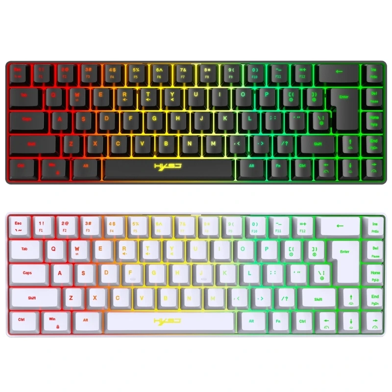 

USB 60% Compact Keyboard 68 Keys Small Transparent Gaming Office Mute RGB Backlit Keyboard for PC Gamers
