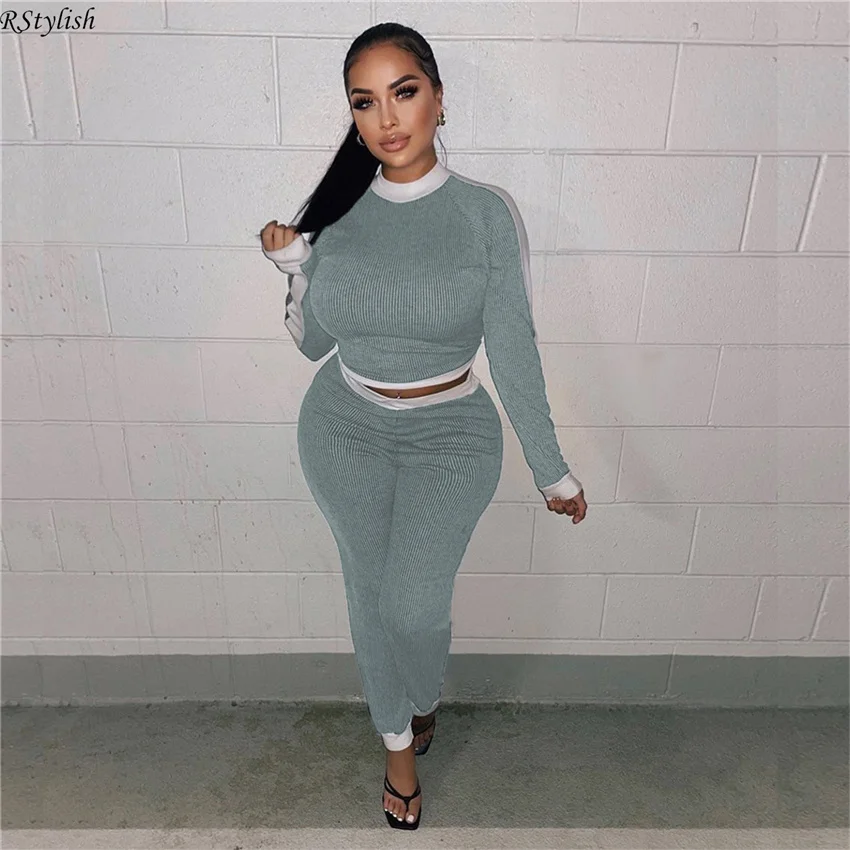 

Женский спортивный костюм из двух предметов, однотонный спортивный костюм для фитнеса с длинным рукавом