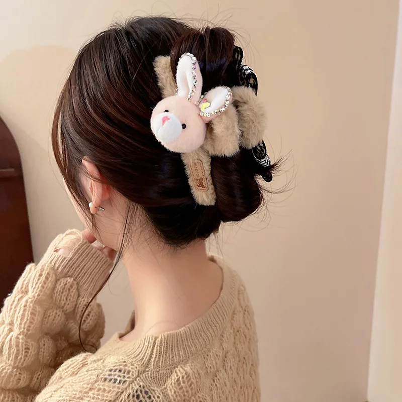 

Diamond Rabbit Thousand Bird Pattern Bowknot Hair Clip Korean Girl's Lovely Back Head Fashionable Accessories