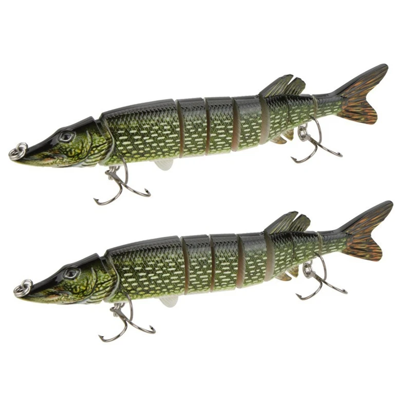 

New 2X 20Cm 40G Lifelike Multi-Jointed 8-Segement Pike Muskie Fishing Lure Swimbait Crankbait Hard Bait Fish Hook Tackle