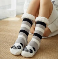 panda fuzzy fluffy socks womens winter christmas gift warm plush non slip home sleeping soft female floor thermal slipper sock