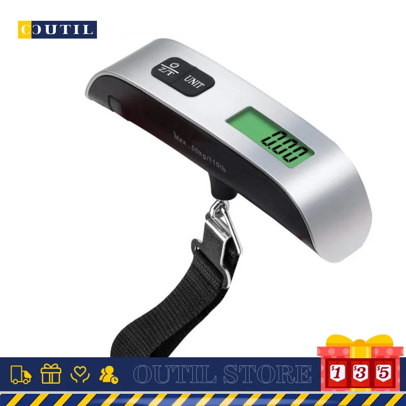 

Realmote Luggage Scale 110lb/50kg Electronic Digital Portable Suitcase Travel Weighs Baggage Bag Hanging Balance Weight LCD