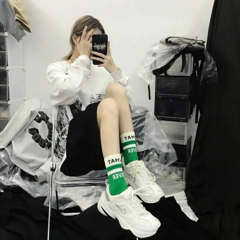 5 Pairs Cotton Socks Women's and Men's General  Contrast Color Long Tube Tide Socks  Lovers' Girlfriends Fitness Exercise Kawaii