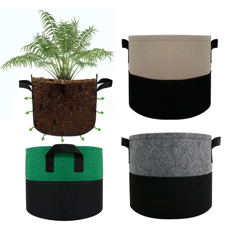 Portable Grow Bags Garden Plants Growth Seedling Pots Fabric Eco-Friendly Aeration For Greenhouse Agriculture Vegetable Tools