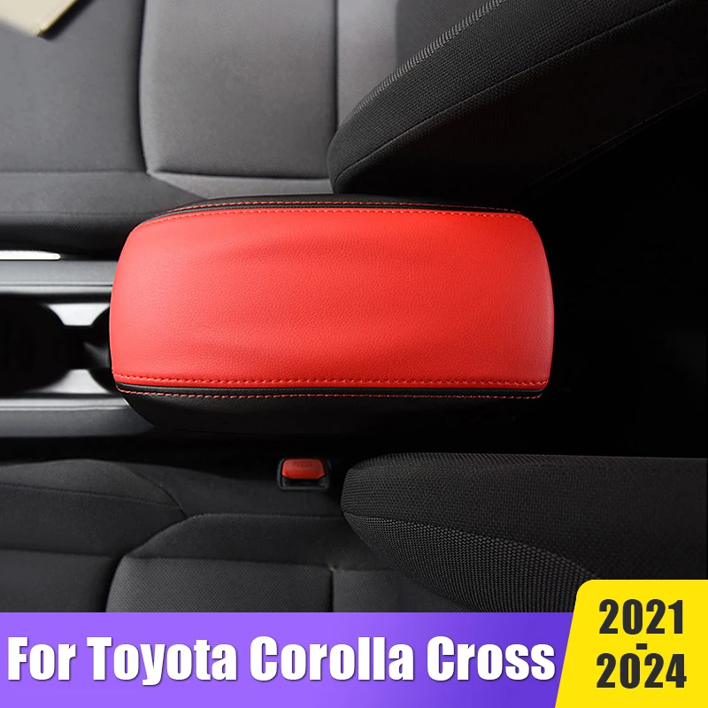 

For Toyota Corolla Cross XG10 2021~2024 2022 2023 Car Central Console Seat Armrest Box Cover Trim Protective Accessories Leather