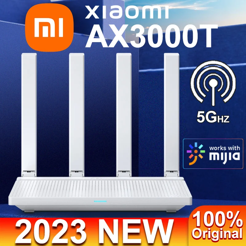

Original Xiaomi AX3000T Router 2023 NEW NFC Connection for Home Office Games Mi 2.4GHz 5GHz 1.3GHz CPU 2 x 2 160MHz WAN LAN LED