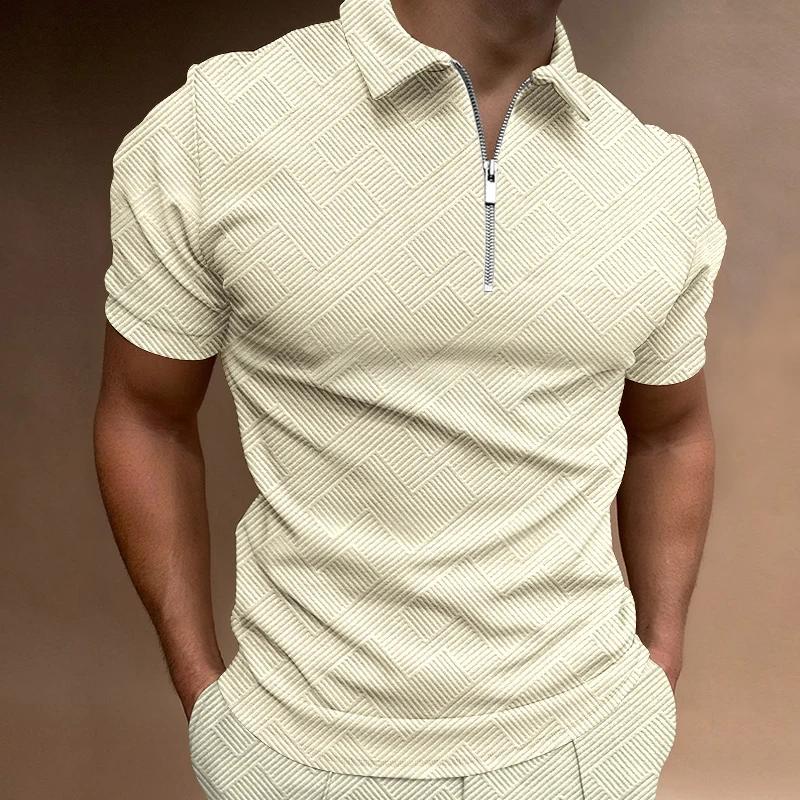

High quality Stereoscopic stripe Polo Men Casual Short Sleeve Polo Shirts Solid Turn-down Collar Shirt Summer men's clothing
