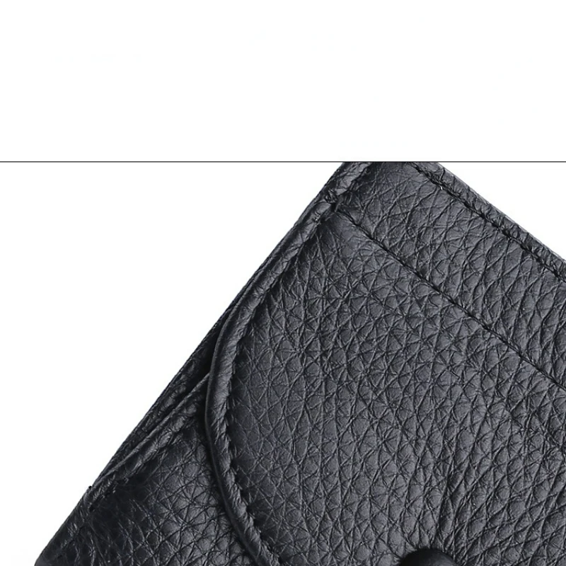 Top Layer Cowhide Zero Function Button Coin  Leather Blue Wallet