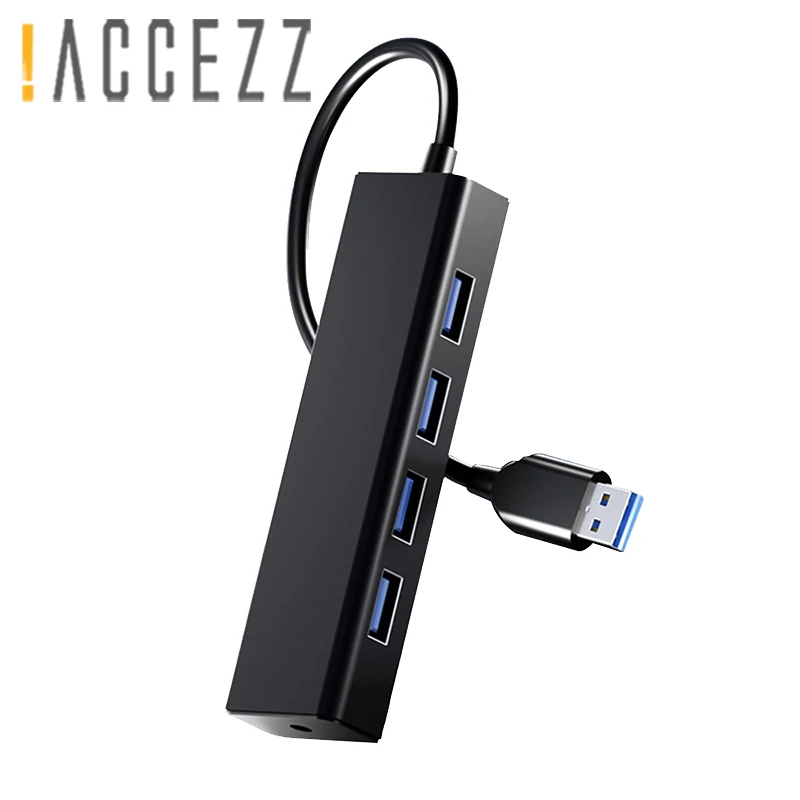 

!ACCEZZ USB Hub 4Port USB 3.0 High Speed Multi USB Splitter 2.0 Multiple Expander Hub With DC 3.5 For PC Laptop Cable Connector