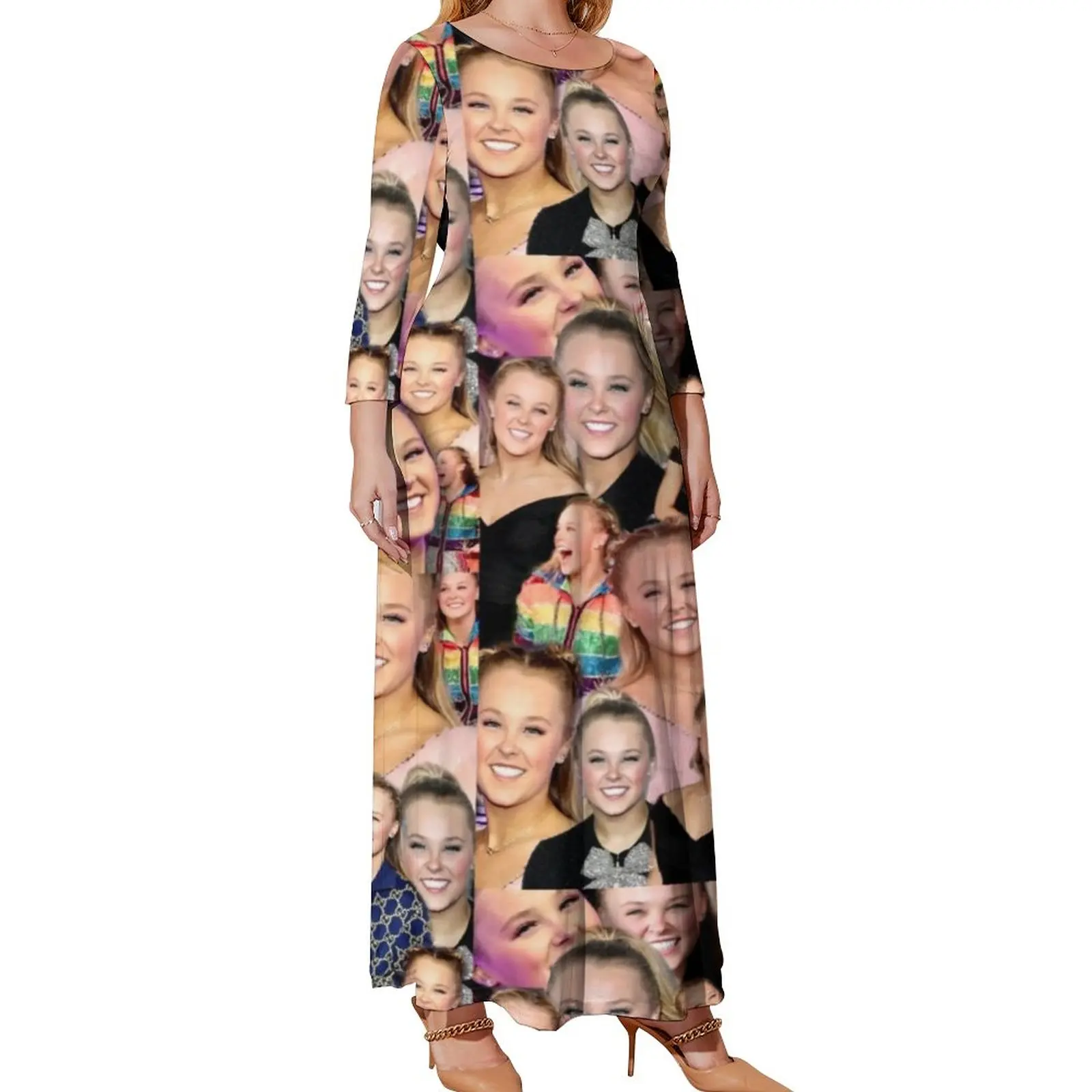 Jojo Siwa Print Dress Plus Size Dancemoms Cute Trendy Maxi Dress Long-Sleeve Aesthetic Boho Beach Long Dresses Gift