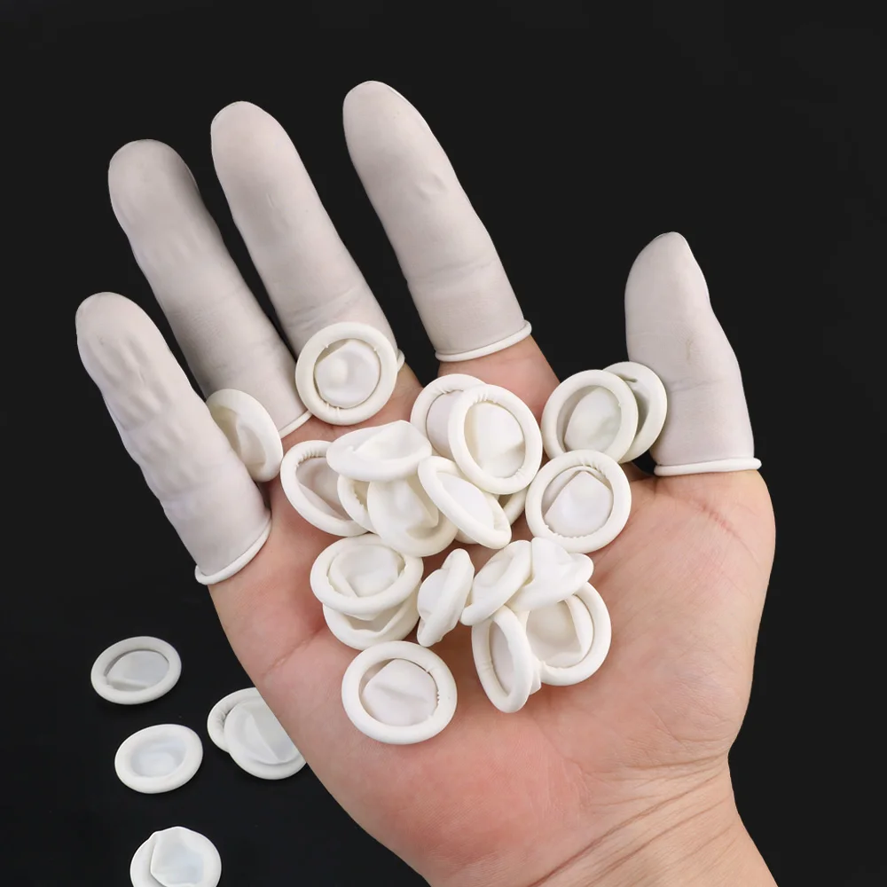 

about 260/700 Piece White Nature Latex Finger Cots Protective Rubber Gloves Disposable Fingertip Gloves