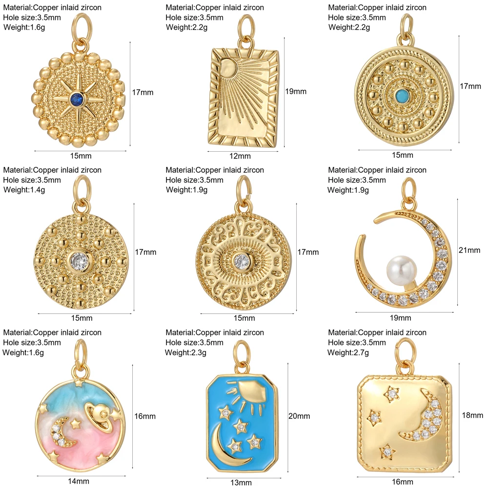 Кубический цирконий подвески в виде солнца и луны для ювелирных изделий кулон