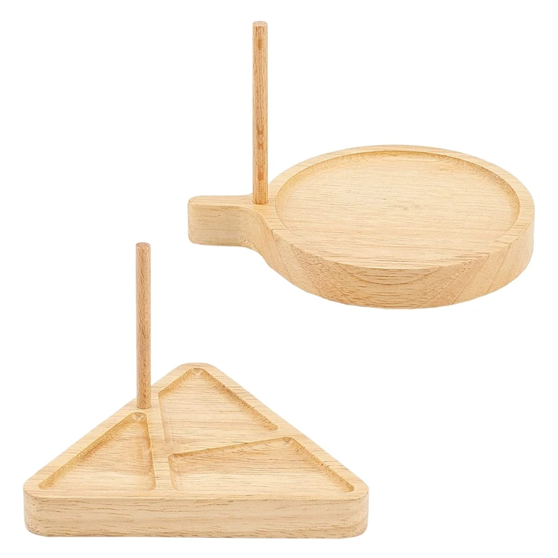 

2Pcs Wooden Weaving Beading Trays Kit 2 Styles Beading Tray Triple-cornered an Flat Round Beading Tray for DIY