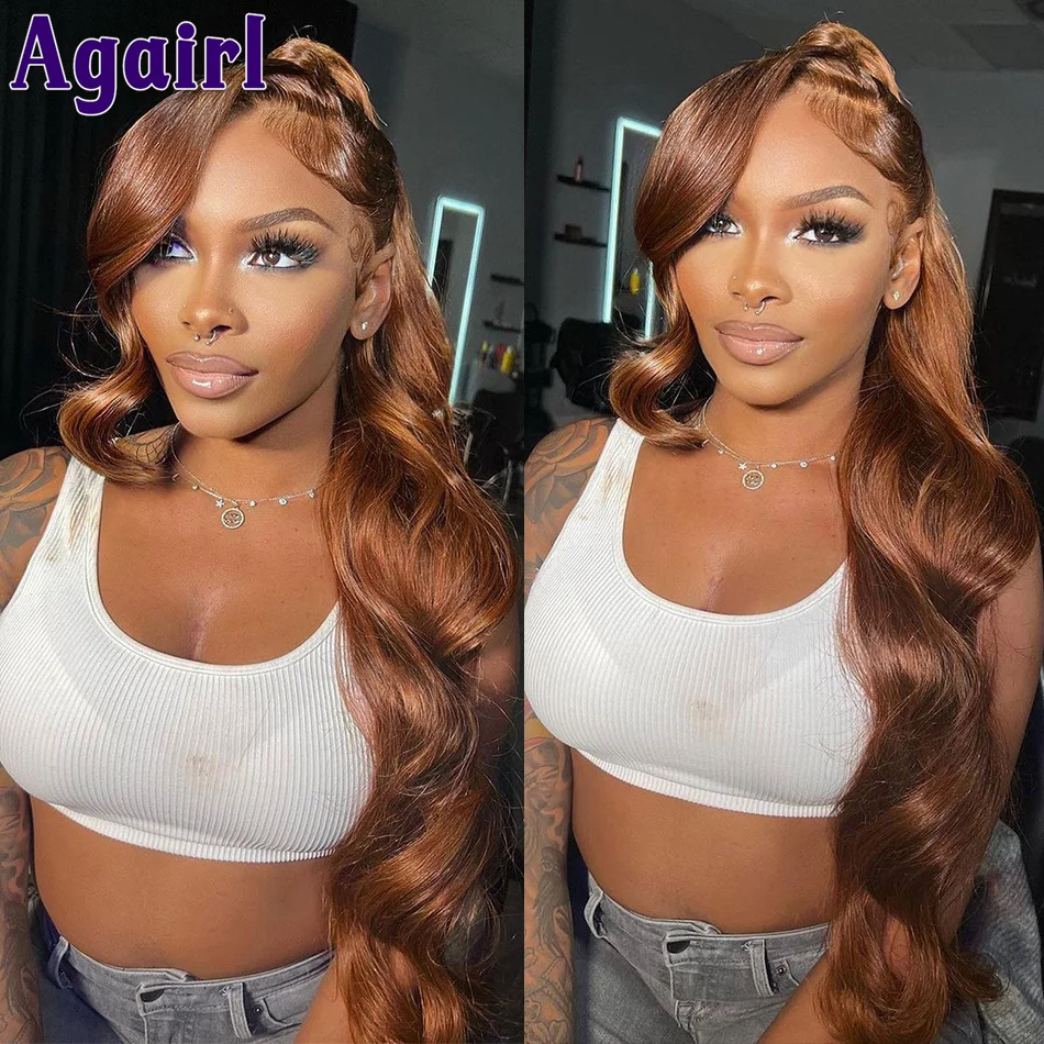 

13x4/13x6 Lace Frontal Wig Ginger Brown Body Wave 5X5/4X4 Lace Closure Wigs for Women Peruvian Auburn Colored Human Hair Wigs
