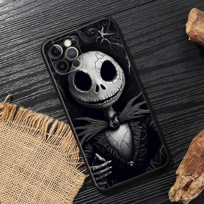 Чехол Jack Skellington Black Art Disney для iPhone 17, 16, 15, 14, 13, 12, 11 Pro Max Plus, а также для iPhone 17 Pro, 17E, Air, 16E (art.: 3920d94bebaaa) - 3920d94bebaaa