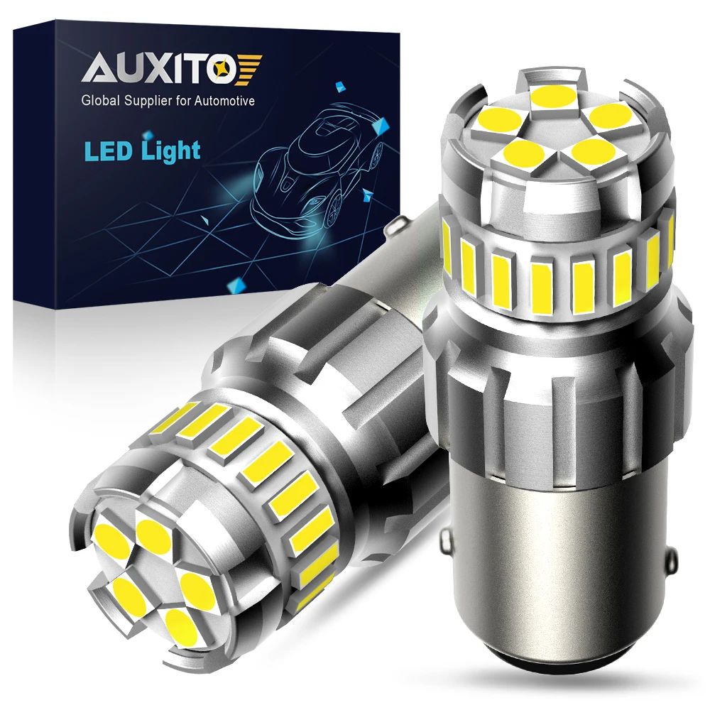 

AUXITO Комплект Из 2 Светодиодных Ламп BA15S P21W T20 1200 Лм Для Автомобиля, 1156 1157 W21/5W 7443, Без Ошибок Canbus