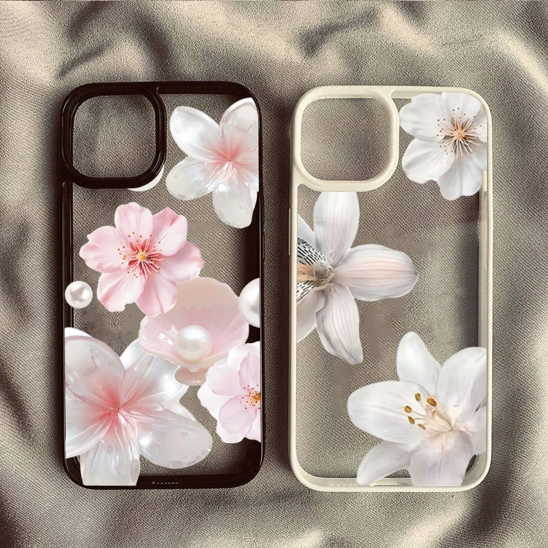 Фото Милый чехол для телефона с вишневым цветком Lily Pearl для Samsung Galaxy S21 S23 S24 Ultra S25 FE A56 A55 A54 A06 A16 A15 A35 A34 5G Cover №1