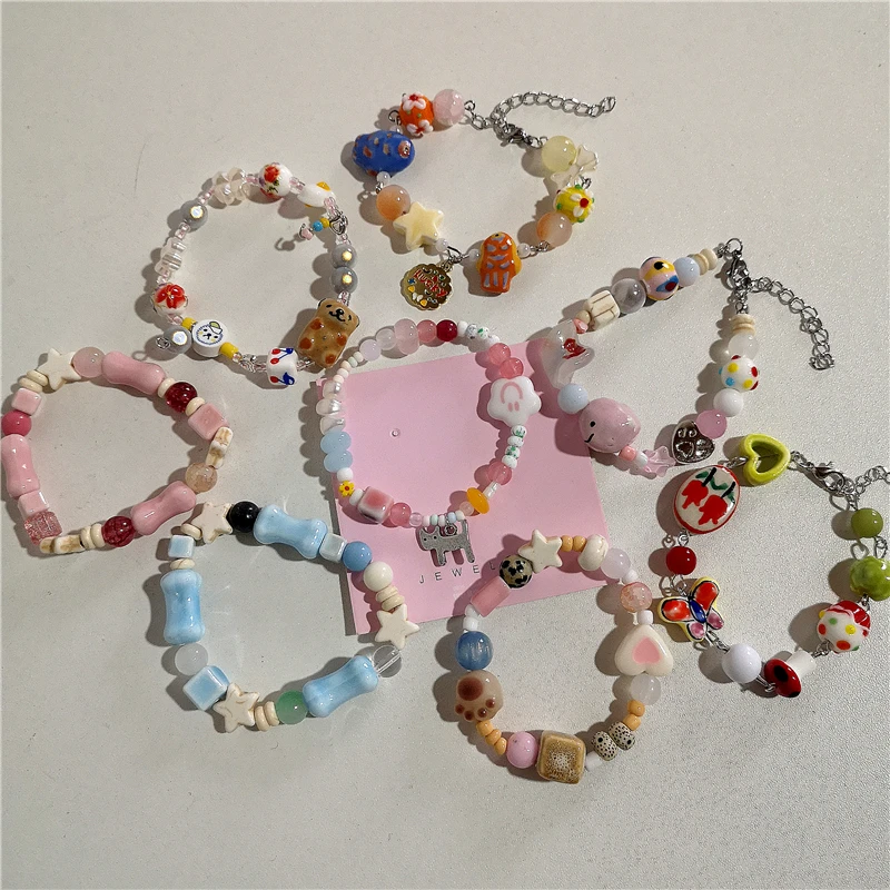 Эстетический браслет Kpop в стиле Харадзюку с бабочками, сердечками ...