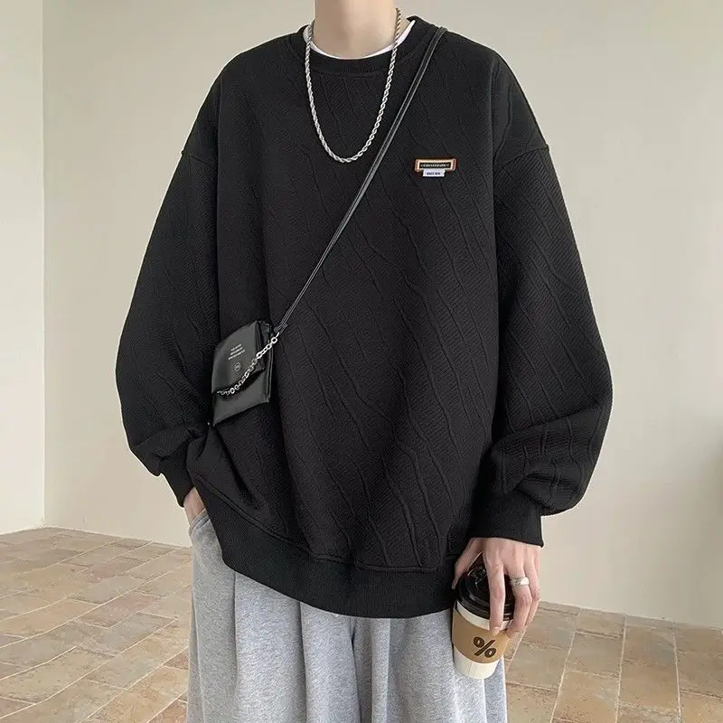 Мужская футболка с длинным рукавом и круглым вырезом весна-осень