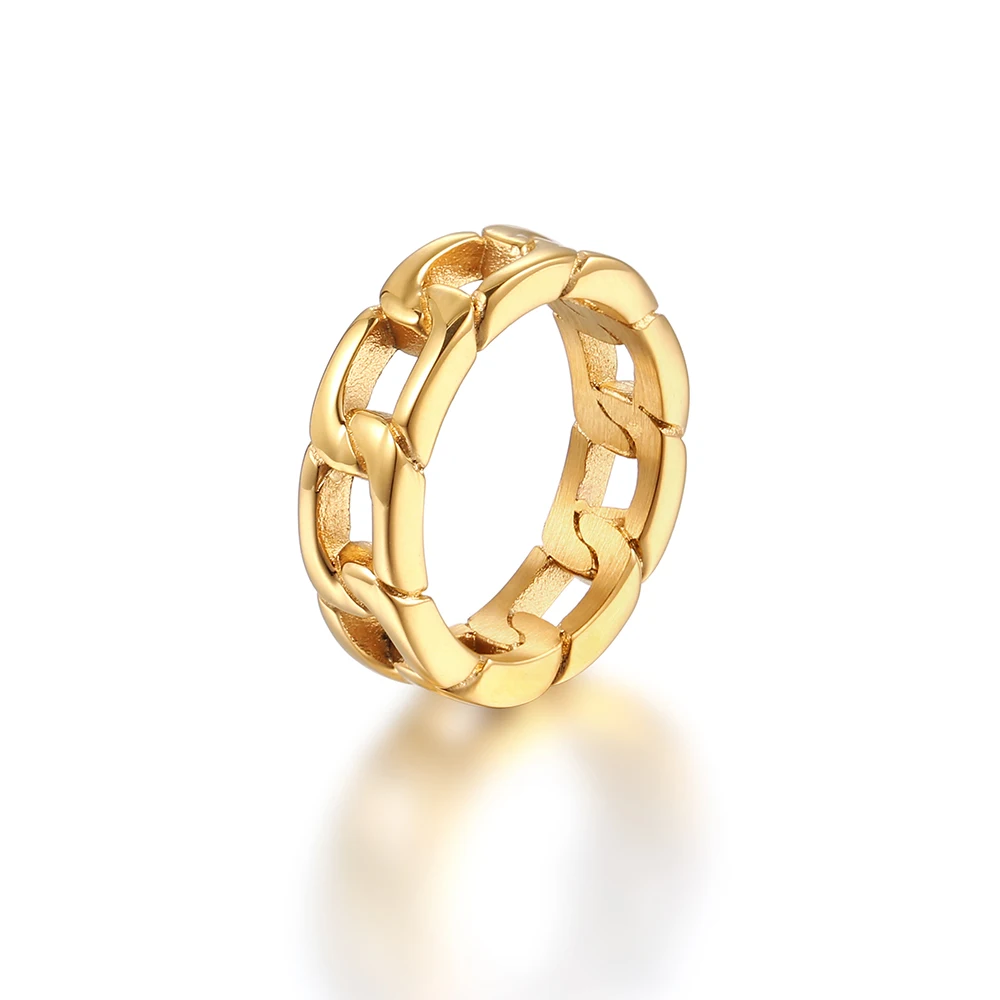 

Stainless Steel Silver And Gold Color Round Circle Fashion Trend Splicing Minimalist Rings Jewelry Gifts For Men